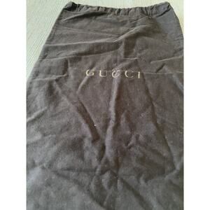 GUCCI Shoe Cotton Dust Bag Brown Gold Print Drawstring Italy